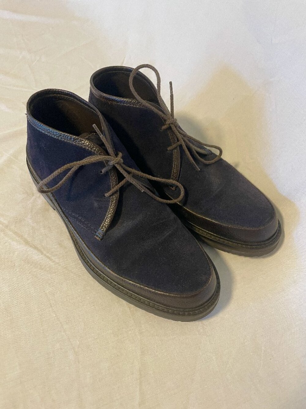 Ermenegildo Zegna Men's Trivero Suede & Leather Chukka Boots Navy Blue SZ 8 M